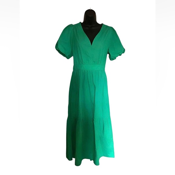 French Connection New Women's Puff Sleeve Maxi Dress Green Sz XS NWT - Picture 4 of 6